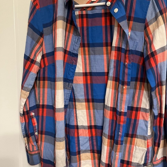 J. Crew Blue Orange Plaid Perfect Fit Button Down Size Small Petite - Picture 11 of 13